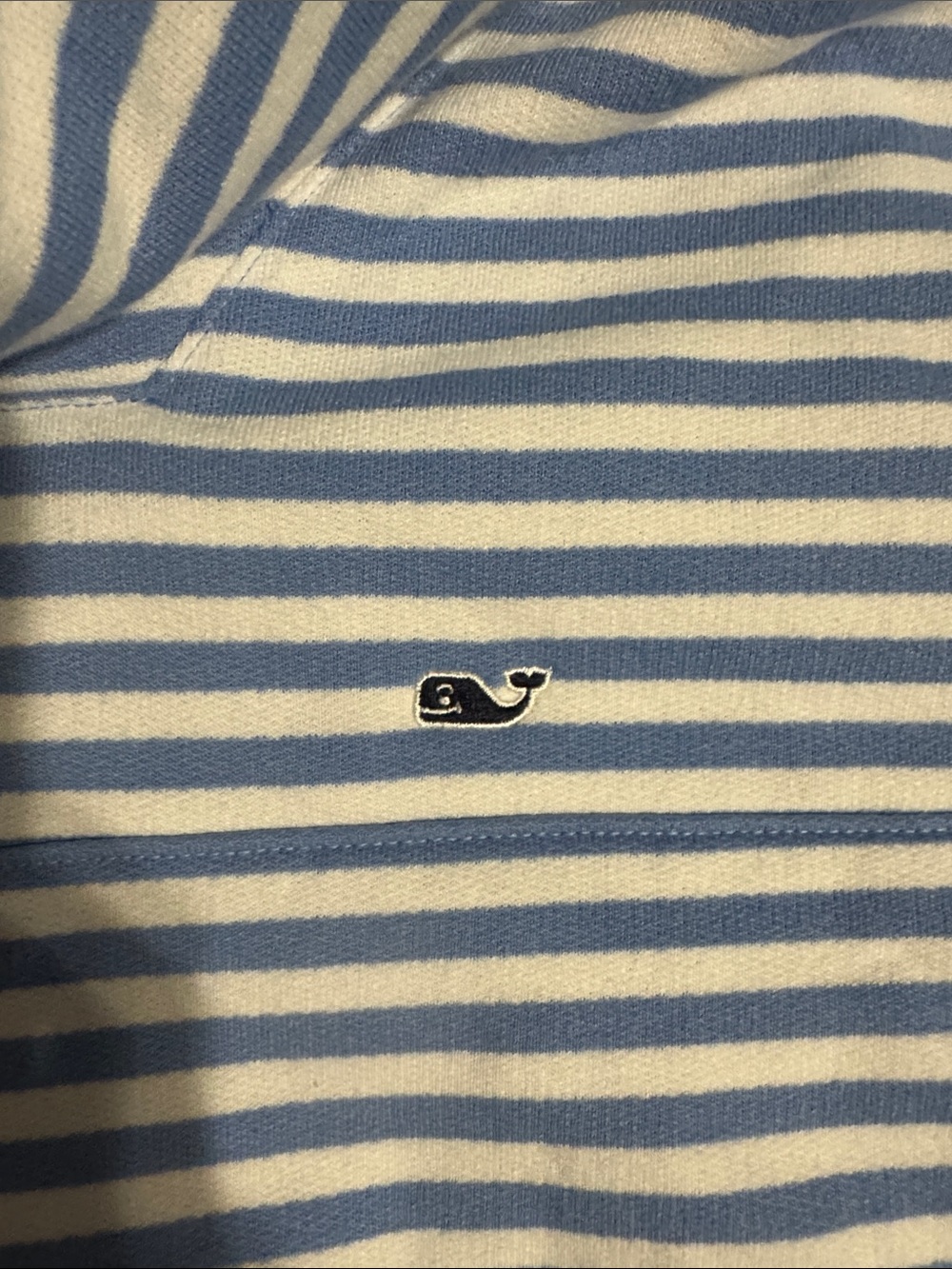 Vineyard Vines Light Blue & White Striped Funnel Neck fleece pullover - Picture 3 of 4